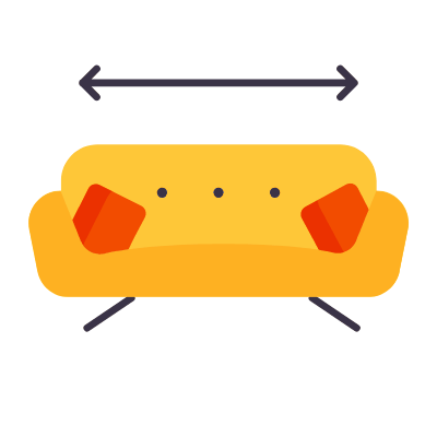Sofa size, Animated Icon, Flat