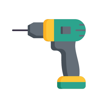 Drilling machine, Animated Icon, Flat