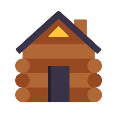 Log cabin, Animated Icon, Flat