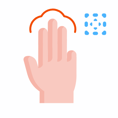 Navigate three fingers, Animated Icon, Flat