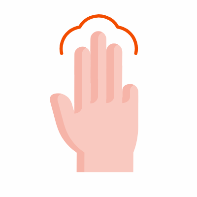 Tap three fingers, Animated Icon, Flat