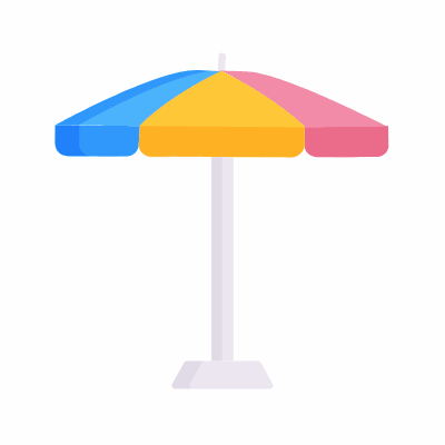 Beach umbrella, Animated Icon, Flat