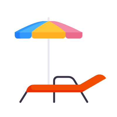 Sun lounger, Animated Icon, Flat