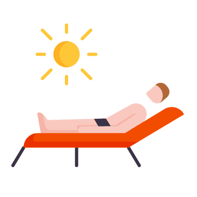 Sunbathing, Animated Icon, Flat