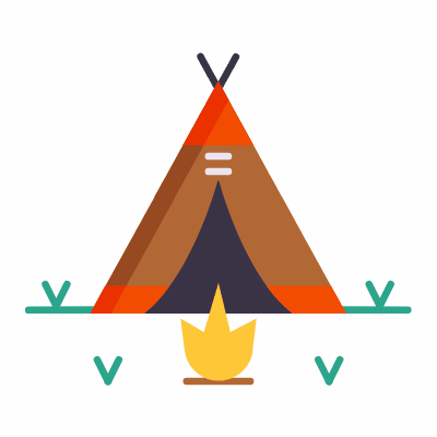 Campsite, Animated Icon, Flat