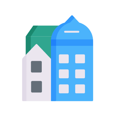 Downtown, Animated Icon, Flat