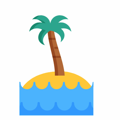 Island, Animated Icon, Flat