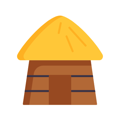 Hut, Animated Icon, Flat