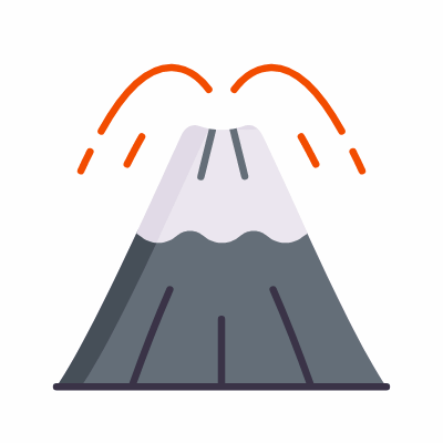 Volcano, Animated Icon, Flat