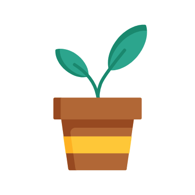 Potted flower plant, Animated Icon, Flat