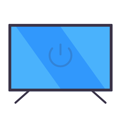 TV turn on, Animated Icon, Flat