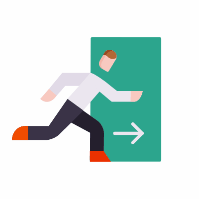 Emergency exit, Animated Icon, Flat