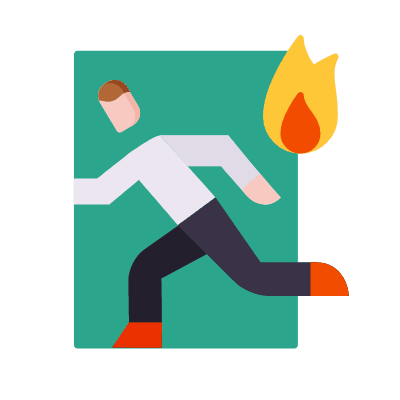 Fire exit, Animated Icon, Flat