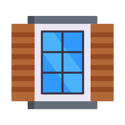 Window shutters, Animated Icon, Flat