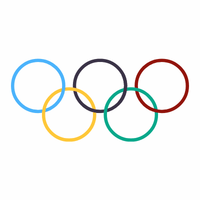Olympic rings, Animated Icon, Flat