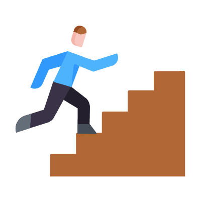 Staircase running, Animated Icon, Flat