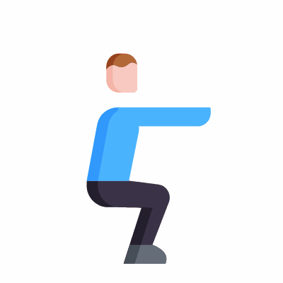 Squats, Animated Icon, Flat