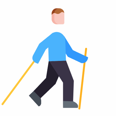 Nordic walking, Animated Icon, Flat