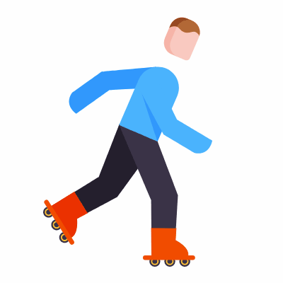 Roller skates, Animated Icon, Flat