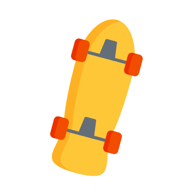 Skateboard, Animated Icon, Flat