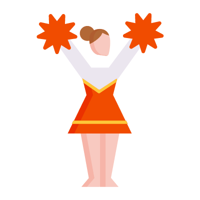 Cheerleader, Animated Icon, Flat