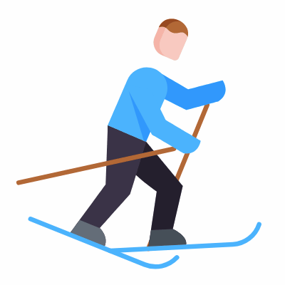 Cross country skiing, Animated Icon, Flat