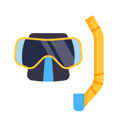 Diving mask, Animated Icon, Flat