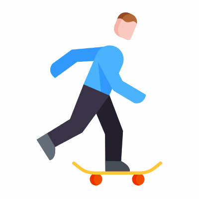 Skateboarding, Animated Icon, Flat