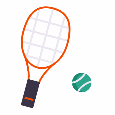 Ground tennis racquet, Animated Icon, Flat