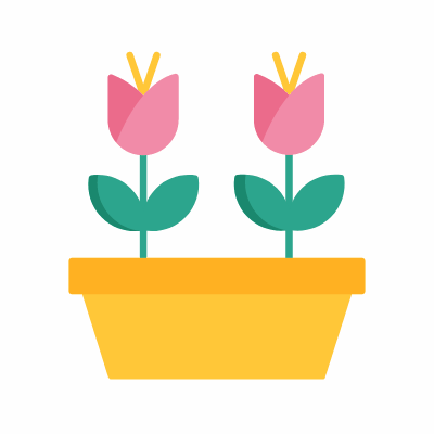 Pot flower, Animated Icon, Flat
