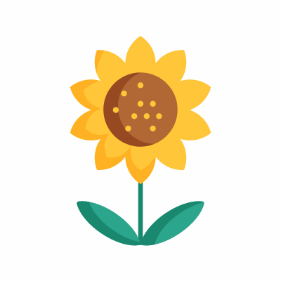 Sunflower, Animated Icon, Flat