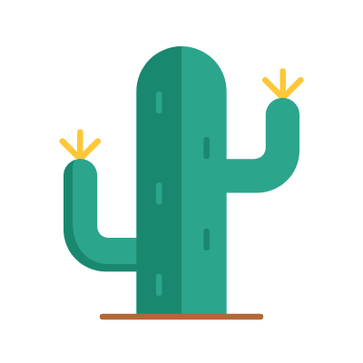 Cactus, Animated Icon, Flat