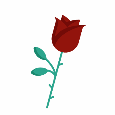Rose, Animated Icon, Flat