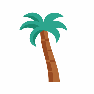 Palm tree, Animated Icon, Flat