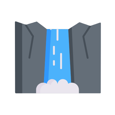 Waterfall, Animated Icon, Flat