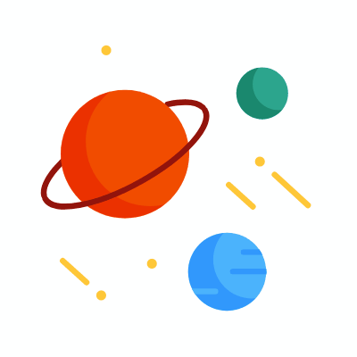 Planets, Animated Icon, Flat