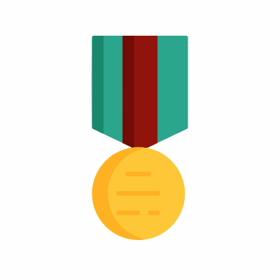 Military medal, Animated Icon, Flat