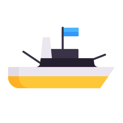 Battleship, Animated Icon, Flat