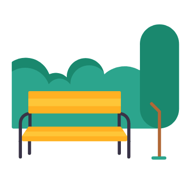 Park bench, Animated Icon, Flat