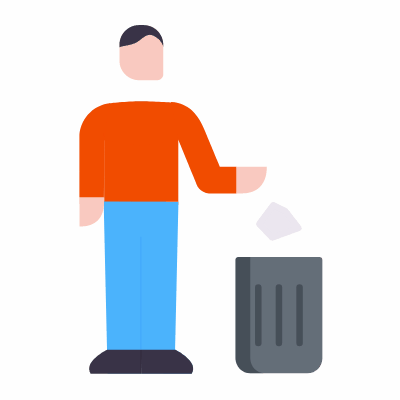 Trash disposal, Animated Icon, Flat