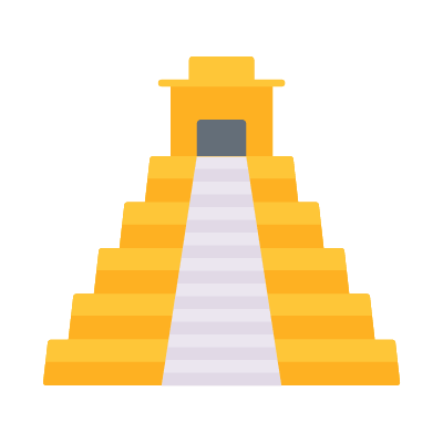 Aztec pyramid, Animated Icon, Flat