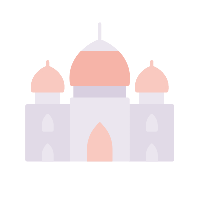 Taj Mahal, Animated Icon, Flat