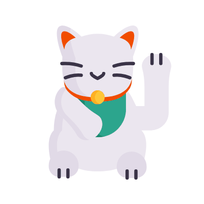 Maneki cat, Animated Icon, Flat