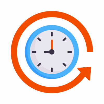 Reversed clock, Animated Icon, Flat