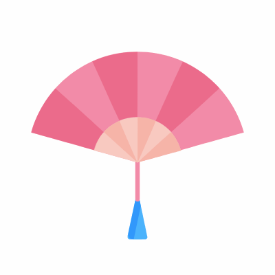 Hand fan, Animated Icon, Flat