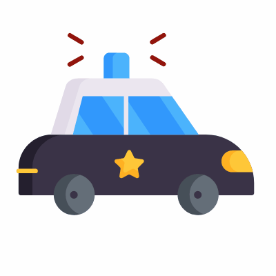 Police car, Animated Icon, Flat