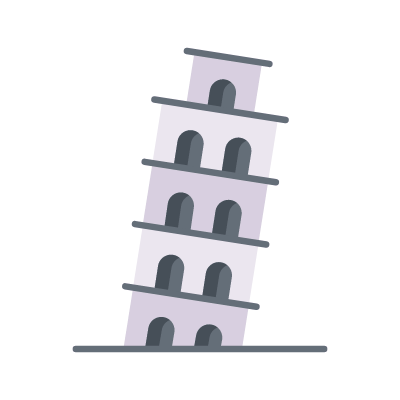 Tower of Pisa, Animated Icon, Flat