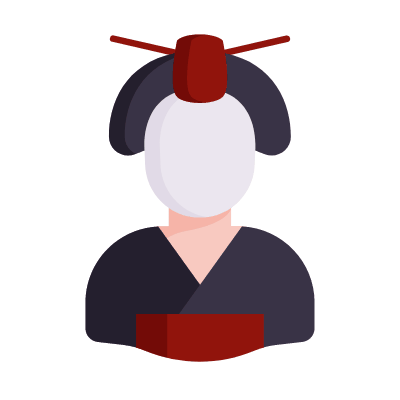 Geisha, Animated Icon, Flat