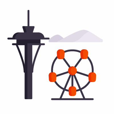 Seattle, Animated Icon, Flat