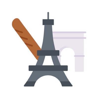 Paris, Animated Icon, Flat